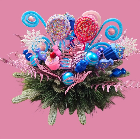 Whimsical candyland Christmas centerpiece